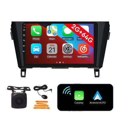 [2G 64G] Android Car Stereo FM Radio Carplay Android Auto 10" Touchscreen Headunit Media Player with Backup Camera for Nissan Qashqai 2016 2017/Nissan X-Trail 2014 2015 2016 2017 2018