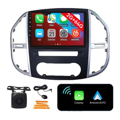 [2G 64G] Android Car Stereo FM Radio Carplay Android Auto 10.1" Touchscreen Headunit Media Player with Backup Camera for Benz Vito 2016