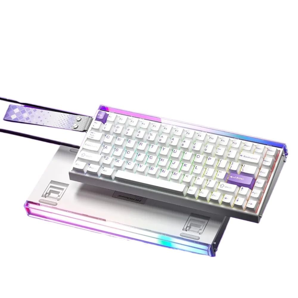 APOJHGF Hero 84HE Mechanical Keyboard Magnetic Switch 8K 0.01mm RT Hot Swap Carbon Fiber RGB Customizable Wired Accessories Multiple Systems(White-Purple)