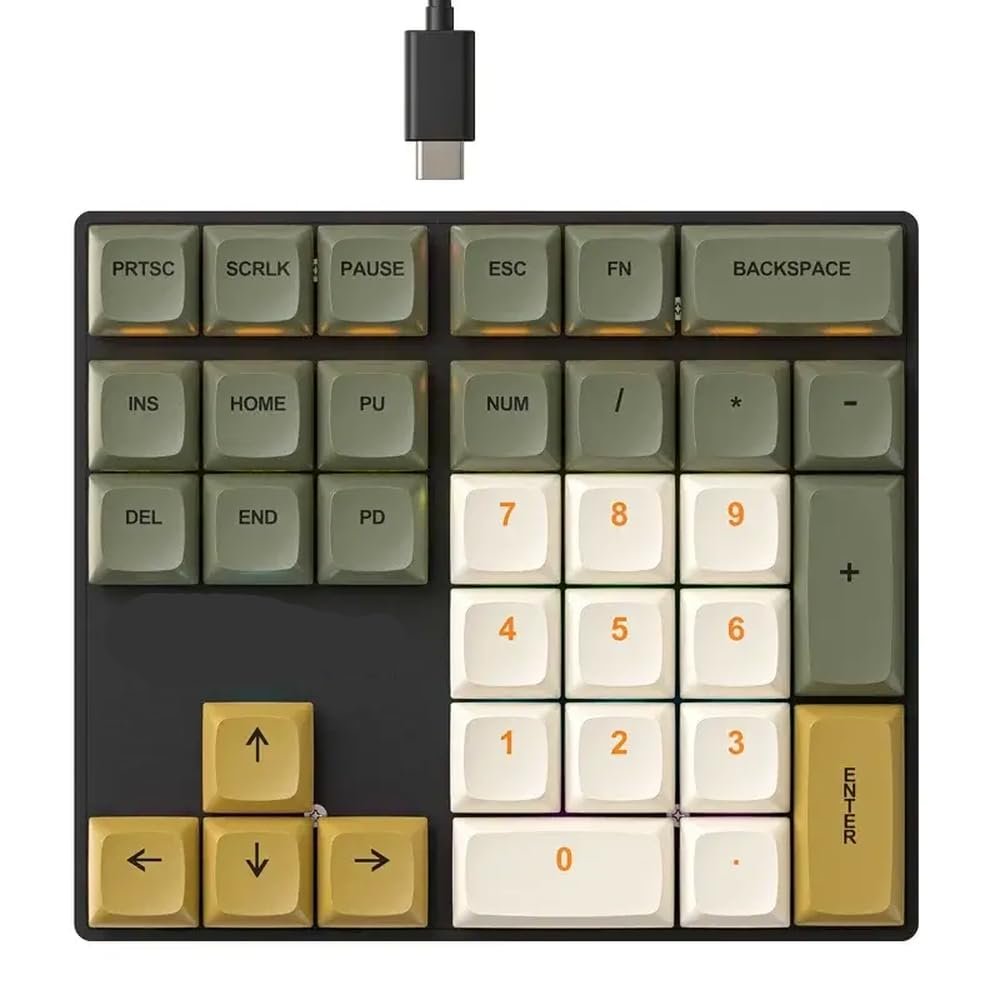 APOJHGF 33 Key Wired Mechanical Numeric Keypad with Multi-Color Backlighting Compatible Compatible with Finance Business and Laptops(Glimmer)