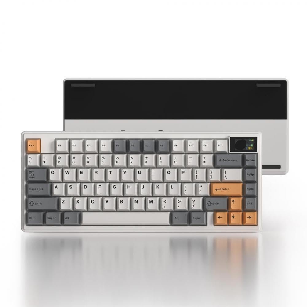 APOJHGF K75 Pro Gasket Designed Aluminum Creamy Keyboard Three Mode Connection Hot Swappable Keyboard(Grey)