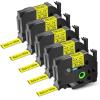 KCMYTONER 5 Pack Compatible for Brother P-Touch HSe-651 HSe651 HS-651 HS651 23.6mm 0.92'' Black on Yellow Heat Shrink Tube Label Tape for Wire Cable use in PT-2730VP PT-7500 PT-7600 PT-H500 PT-E500 view 1