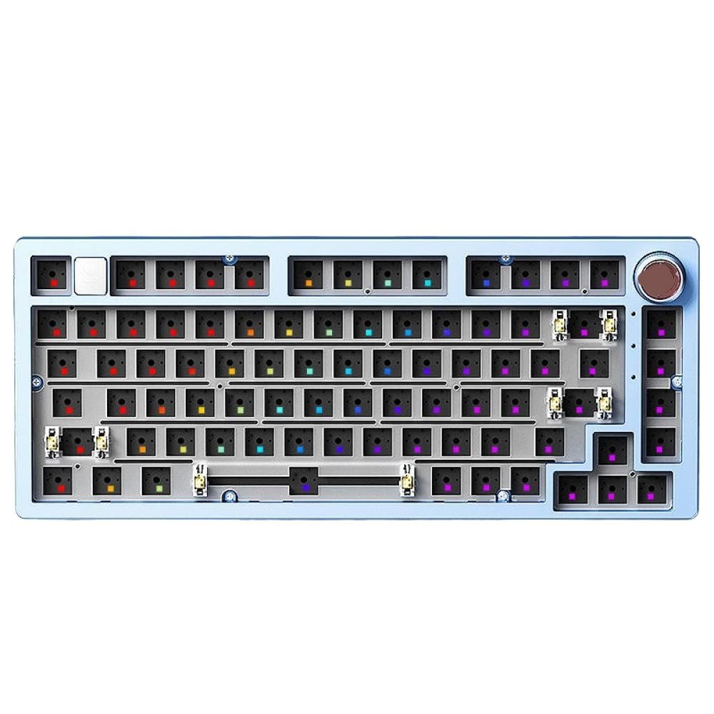 APOJHGF Gasket-Mounted RGB Backlit Hot-swappable 81 Mechanical Keyboard Customizable Barebone Keyboard(Blue-RGB Light)