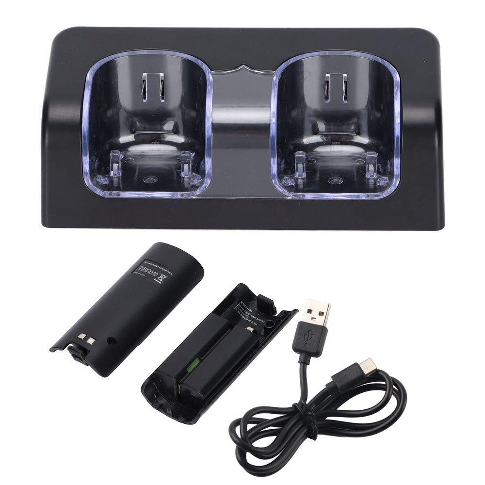 Wii Charger Station, Dual Dock with 2800mAh Batteries