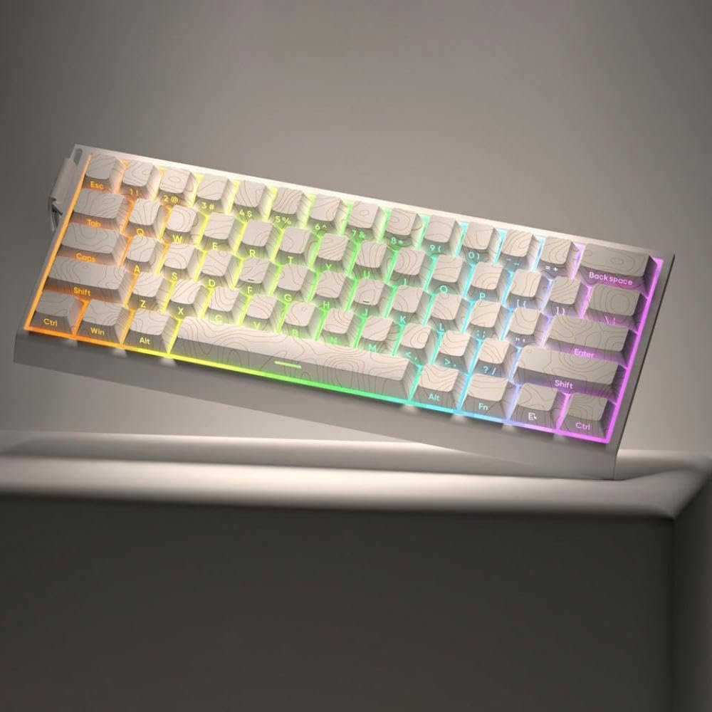 APOJHGF Double Shot PBT Keycaps 130 Key Set Profile Purple Topographic Side Print Shine Through MX Switch Keyboards(White Golden)