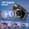 5K Digital Camera, 75MP Vlogging Camera, with 18X Zoom, 3 Inch Flip Screen, HD Compact Camera, for Travel Photography (Black) view 3