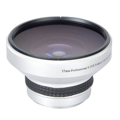 37mm 0.25X Fisheye Lens, Wide Angle Fisheye Lens Additional Lens, Built in Macro Conversion Lens, for 37mm Caliber Camera Lenses