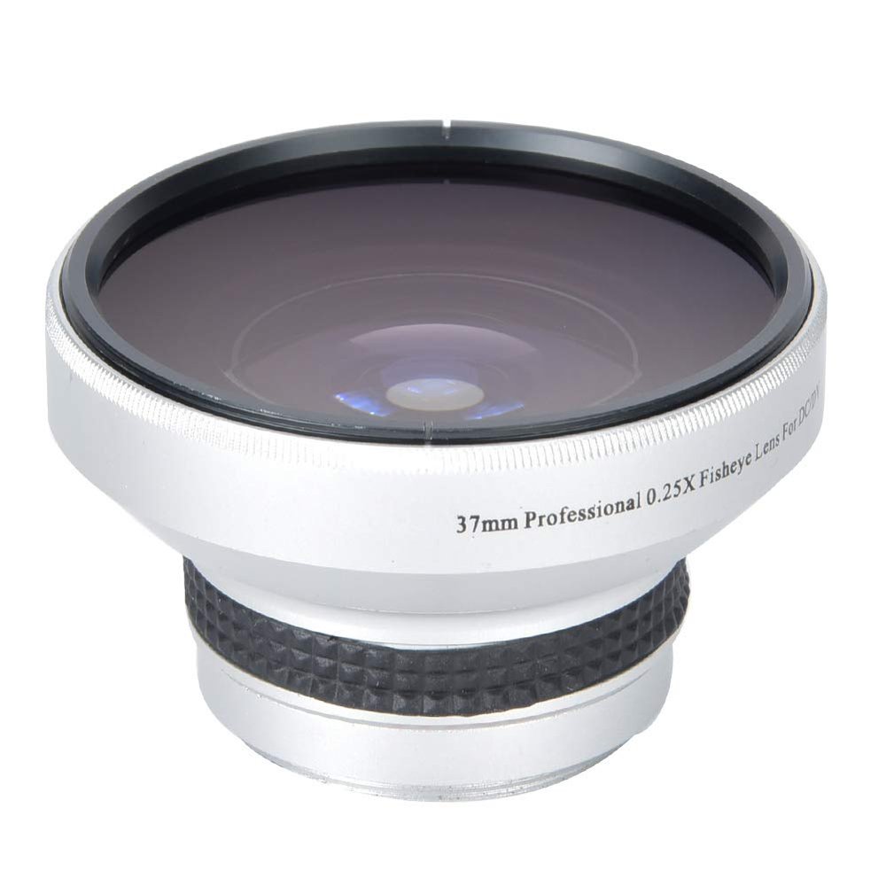 37mm 0.25X Fisheye Lens, Wide Angle Fisheye Lens Additional Lens, Built in Macro Conversion Lens, for 37mm Caliber Camera Lenses
