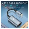 ACGTUY 2 in 1 USB TY>pe C to 3.5mm Headphone Audio Aux Ja-ck Adapter PD 30W Fast Cable(Gray Blue) view 2