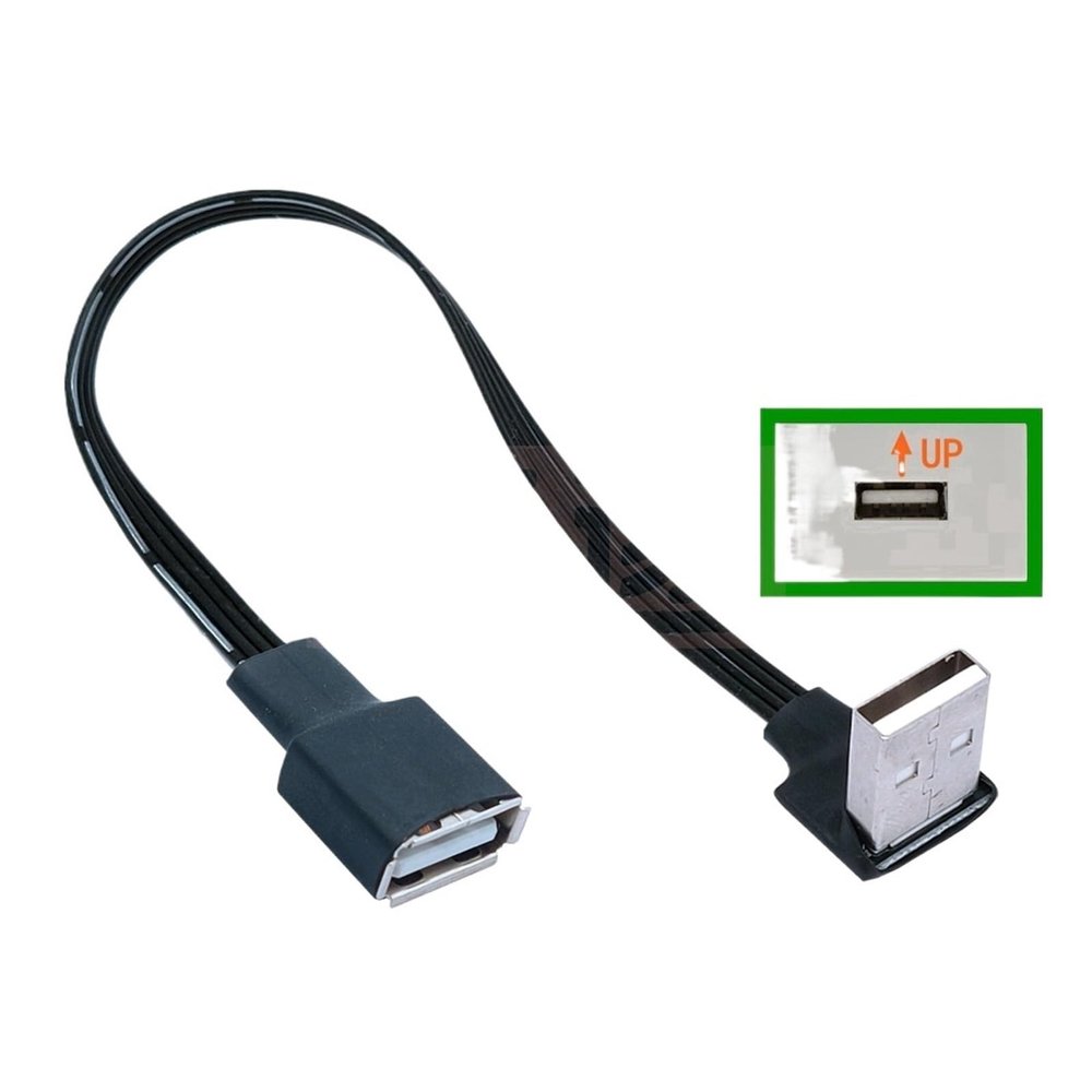 lowmountainswere 5cm 10cm USB 2.0 A Male to Female 90 Angled Extension Adaptor Cable USB2.0 Male to Female Right/Left/Down/up Black Cable Cord(0.1M,AMUP-AF)