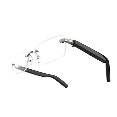 CatXQ Smart Glasses for Men & Women - Frameless Bluetooth Glasses with Blue Light Filtering, Voice Assistant, Auto On/Off & Remote Photo Audio & Mic for Working Gaming - Black
