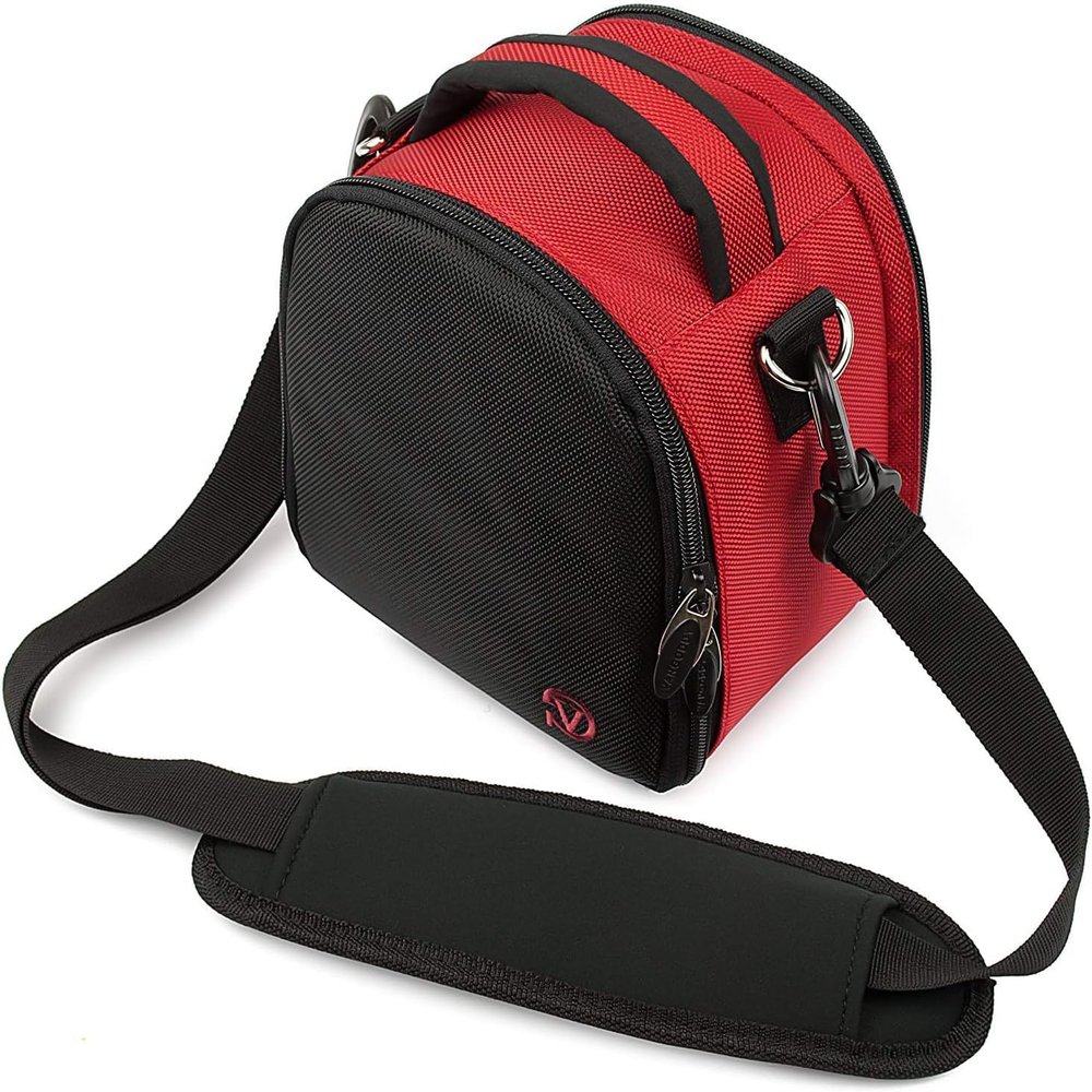 eBigValue Compact Red Nylon Crossbody Camera Shoulder Bag Quick Access Compatible EOS M M3 M5 M6 M50 Powershot SX Series