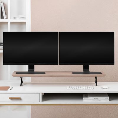 Anji Mountain Monitor Stand - Desktop Organizer & Laptop Riser, Ergonomic Monitor Riser, Space-Saving Monitor Stand for Desk, Durable Construction, Easy Assembly, Ideal for Home & Office,Biscotti