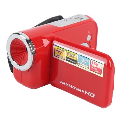 Asixxsix Digital Video Camera, 1080P 16MP Vlogging Camera with 2 Inch Color Screen, 16X Zoom Anti Shake DV Camcorder with Recording Function for Travel, Wedding, School Events (Red)