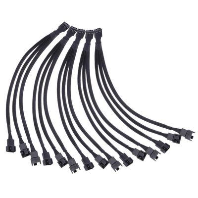 BOXUWFO HONGP 4 pin PWM Fan Cable 1 to 3 Ways Splitter Black Sleeved Extension Cable(5pcs)