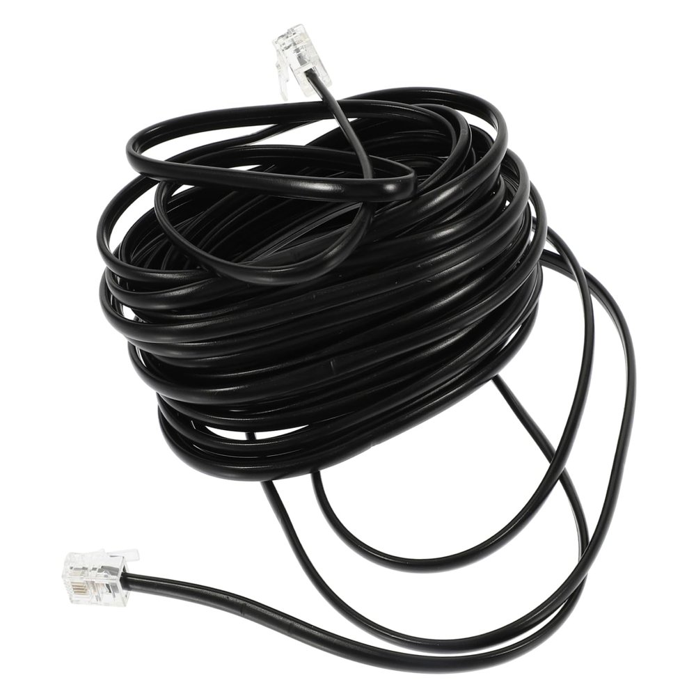 Gadpiparty Home Office Telephone Extension Cord Long Black Phone Cable Telephone Wire Replacement Cord for Landlines