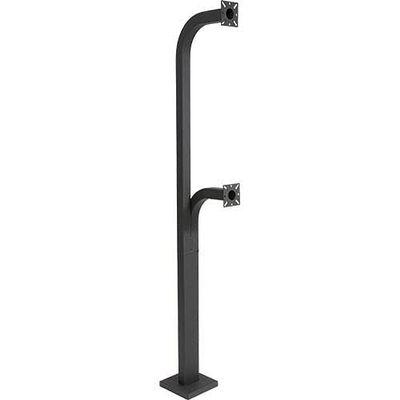 72-9C-D Black Steel Dual Height Gooseneck Pedestal, 72" and 42", Pad Mount