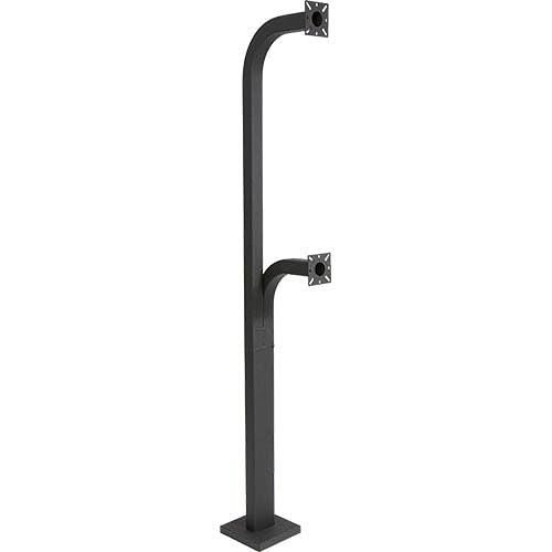 72-9C-D Black Steel Dual Height Gooseneck Pedestal, 72" and 42", Pad Mount