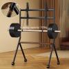 HOLGVE Mobile TV Stand, Mobile TV Cart on Wheels, Adjustable Height Floor Rolling TV Stand, Rolling TV Cart Holds 100kg, Universal TV Mount for Living Room(White,55-100 inches) view 2