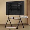 HOLGVE Mobile TV Stand, Mobile TV Cart on Wheels, Adjustable Height Floor Rolling TV Stand, Rolling TV Cart Holds 100kg, Universal TV Mount for Living Room(White,55-100 inches) view 4
