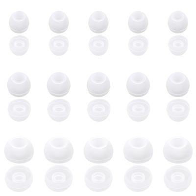 15 Pairs Silicone Ear Bud Replacement Pieces Ear Tips for in-Ears Soft Headphones White Earbuds Eartips (Inner Hole 4mm-6.5mm) Ears Tips Cushion Replacement Kit (3 Sizes)