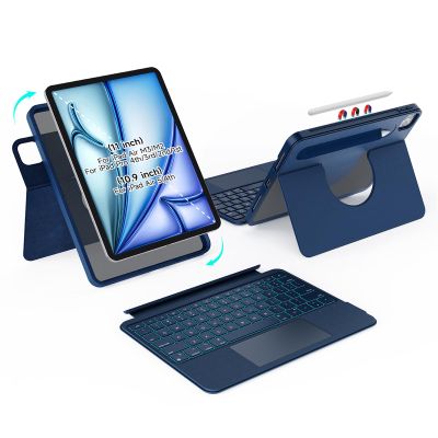 accrosoo Rotatable & Detachable Magnetic Keyboard Case for iPad Air 11-inch (M3 2025 /M2) & 11-inch Pro (4th,3rd,2nd,1st Gen) & 10.9" Air 5/4 th, with Trackpad,Backlits, Full Protect, Blue