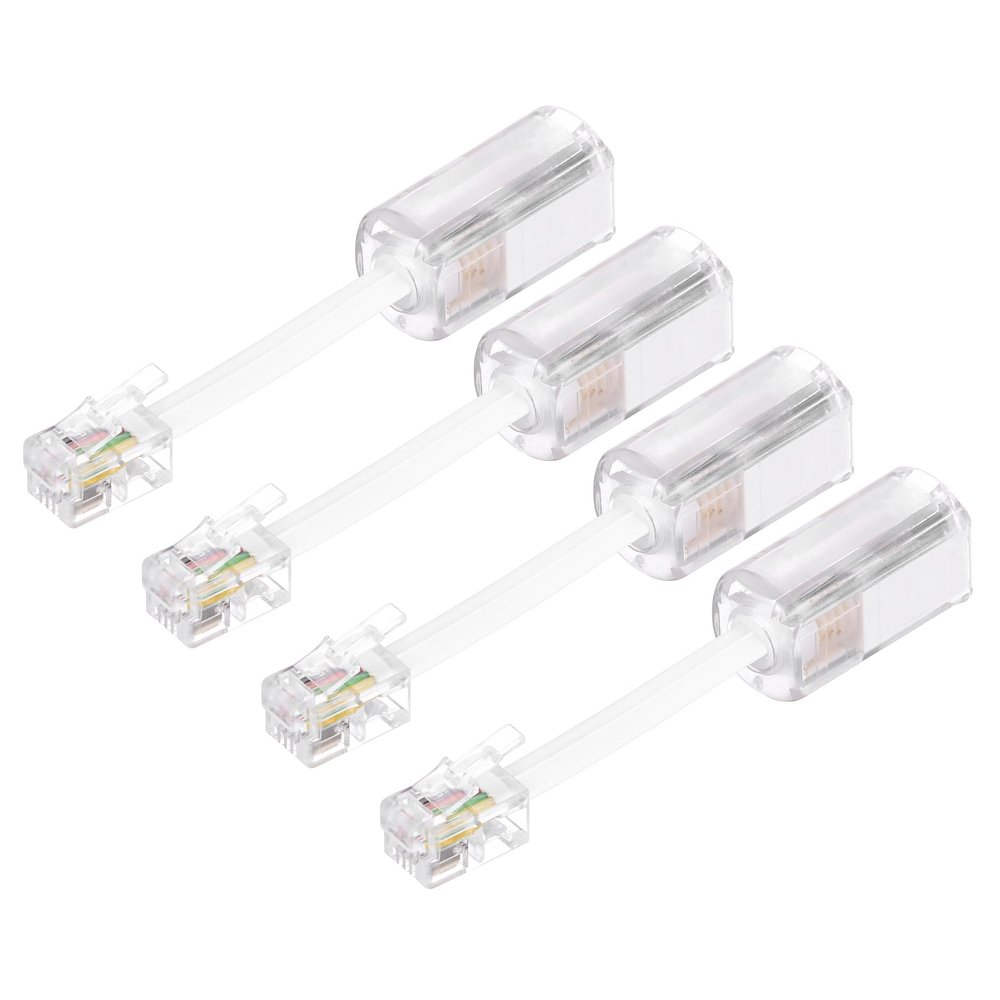 MECCANIXITY 4 Pack Telephone Cord Detangler, 360 Degree Rotating Tangle Free Phone Handset Cable Landline Swivel Cord, 70mm, Clear White