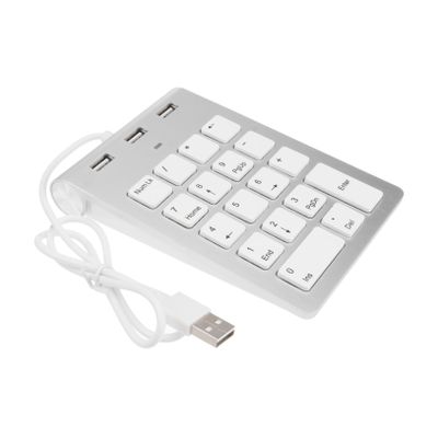 Holibanna Mechanical Numeric Keypad USB Ports Hub Silver Zinc Alloy Design USB Keyboard Numpad for Laptop Desktop Compact Lightweight External Keypad