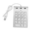 KONTONTY Wired USB Numeric Keypad USB Ports Hub Lightweight Zinc Alloy Key Numpad for Laptop and Desktop Compatibility Silver view 1