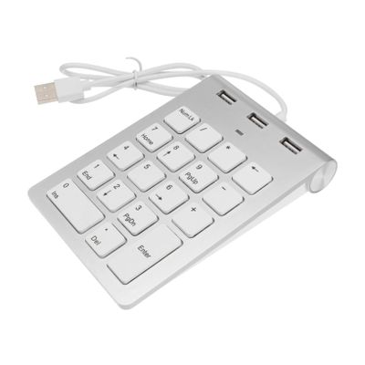 ARTIBETTER USB Numeric Keypad with USB Ports Zinc Alloy Numpad for Laptop and Desktop Lightweight and Portable Design Silver Finish