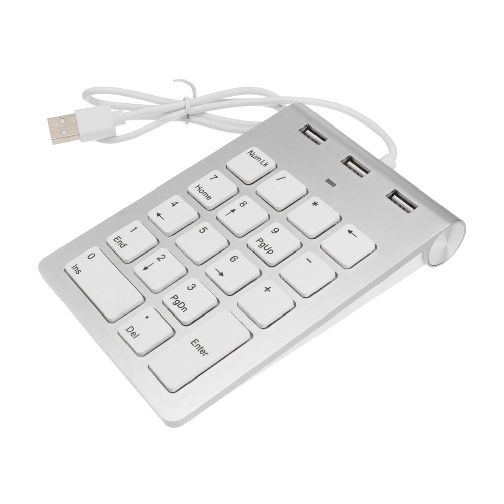 ARTIBETTER USB Numeric Keypad with USB Ports Zinc Alloy Numpad for Laptop and Desktop Lightweight and Portable Design Silver Finish