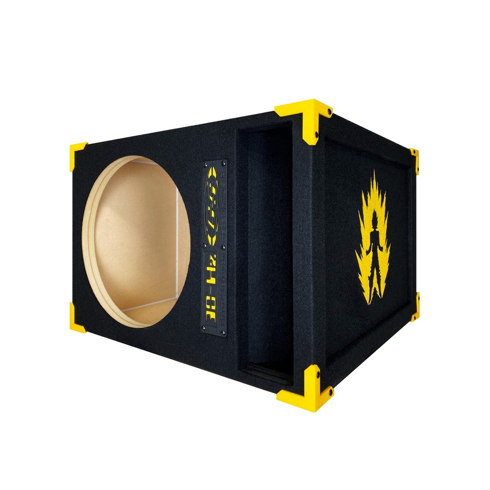 30HZ Reinforced Competition Single Ported Sub Box Sub Woofer Enclosure Speaker Box Car Audio Subwoofer Ground Shaker Box Ground-Shaker (Goku Yellow, 15")