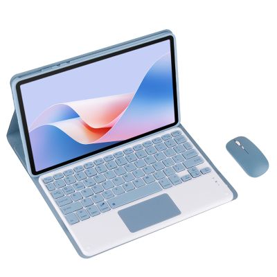 Magnetic Detachable Wireless Keyboard & Mouse Combo with Leather Cover for Oppo Pad Air 10.36-inch Tablet  Full Wrapped Protection Keyboard Case (Blue,Touch Pad and Mouse)