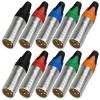 RIVIERA Geisler XLR 3 Pin Male XLR 3 Pin Female Plug Gold-Plated Copper Contacts Fine Silver Nickel Metal Housing with Muficolored Rubber Ring (Silver-housing Colorful-Mark Male) 10 Pack view 1