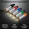 RIVIERA Geisler XLR 3 Pin Male XLR 3 Pin Female Plug Gold-Plated Copper Contacts Fine Silver Nickel Metal Housing with Muficolored Rubber Ring (Silver-housing Colorful-Mark Male) 10 Pack view 3