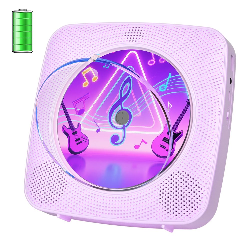 CD Player Portable Bluetooth Rechargeable: CD Players for Home Kegaudio 1800mAh Desktop Wall CD Player with Speakers with Dust Cover FM Radio USB Remote Control