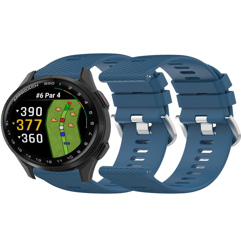 Compatible for Garmin Approach S50 Smartwatch BandReplacement New Soft Sport Silicone Waterproof Strap Wristbands for Garmin Approach S50 Smartwatch.Deep sea blue(2-pack)