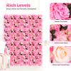 12 Pcs Flower Wall Panels, 24 x 16 Inch Artificial Wall Flower Backdrop, 3D Silk Floral Rose Panels Handmade for Photo Background Home Party Wedding Backdrop Decoration (Dark Pink) view 3