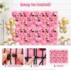 12 Pcs Flower Wall Panels, 24 x 16 Inch Artificial Wall Flower Backdrop, 3D Silk Floral Rose Panels Handmade for Photo Background Home Party Wedding Backdrop Decoration (Dark Pink) view 4