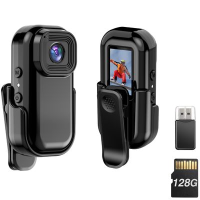 1080P Thumb Action Camera, 128G Sports Camera with Audio and Video Recording, Tiny Size, Wearable Cam with Magnetic & 360 Clip,Hands Free POV Recording Worn Cam for Travel, Cycling, Pet Walking