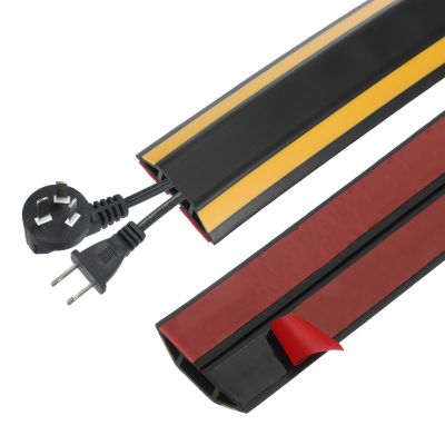 PATIKIL Floor Cord Cover 2 in x 10 Ft, Self Adhesive Cord Hider Floor Power Cord Protector Extension Cable Management Cable Recess for Offices Exhibitions, Yellow/Black