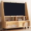 EKDJSN Wood TV Stand, Mobile TV Cart with Storage Cabinet, TV Height Adjustable, Rolling TV Stand with Wheels, Universal Floor TV Stand Mount, Tilt TV Cart for Living Room, Bedroom view 1