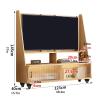 EKDJSN Wood TV Stand, Mobile TV Cart with Storage Cabinet, TV Height Adjustable, Rolling TV Stand with Wheels, Universal Floor TV Stand Mount, Tilt TV Cart for Living Room, Bedroom view 2