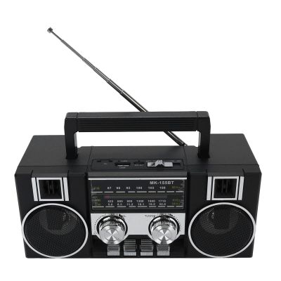AM FM Radio Portable, 4 in 1 Digital Radio Supports Bluetooth, TF Card, USB Flash Drive, Double Speakers, for Garden Park Bathroom (Gold) (Black)