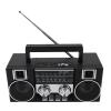 AM FM Radio Portable, 4 in 1 Digital Radio Supports Bluetooth, TF Card, USB Flash Drive, Double Speakers, for Garden Park Bathroom (Gold) (Black) view 1
