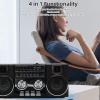 AM FM Radio Portable, 4 in 1 Digital Radio Supports Bluetooth, TF Card, USB Flash Drive, Double Speakers, for Garden Park Bathroom (Gold) (Black) view 2