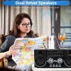AM FM Radio Portable, 4 in 1 Digital Radio Supports Bluetooth, TF Card, USB Flash Drive, Double Speakers, for Garden Park Bathroom (Gold) (Black) view 3