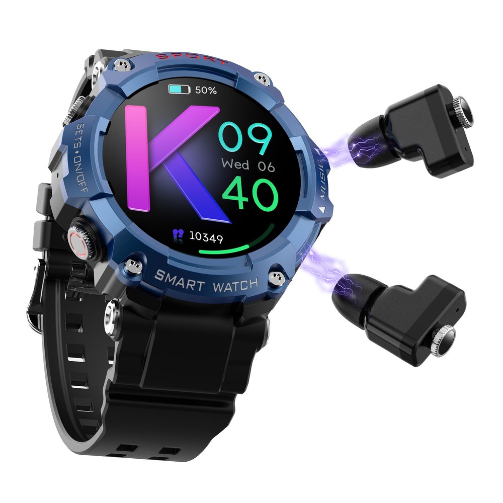 Ateclouds Military Smart Watch with Earbuds for Men, Bluetooth Calling can Answer and Make Calls, Sports Fitness Tracker,100 Sports Modes, Custom Watch face
