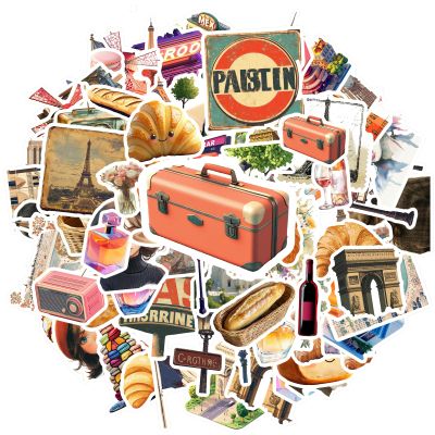 100Pcs French Culture Stickers,Waterproof French Culture Sticker for Bottle Laptop Phone Cases Planner,Adults Party Favor DecorTeacher Rewards