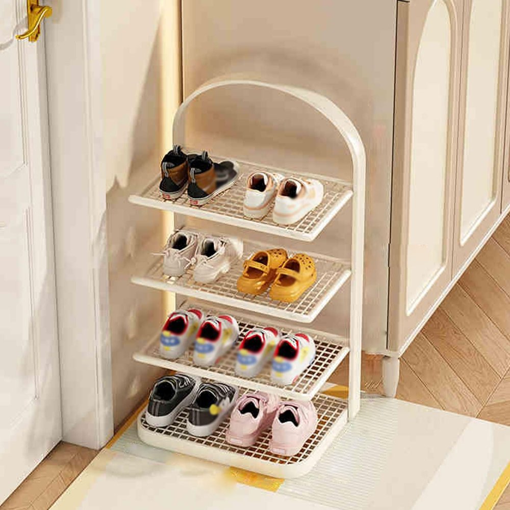 JHDXL Children's Shoe Rack, Multifunctional Shoe Rack, Entrance Shoe Rack, Simple Narrow Shoe Cabinet, Multi-Layer Shoe Storage, Shoe Organizer, Metal Shoe Rack(White,39cm/15.3in)